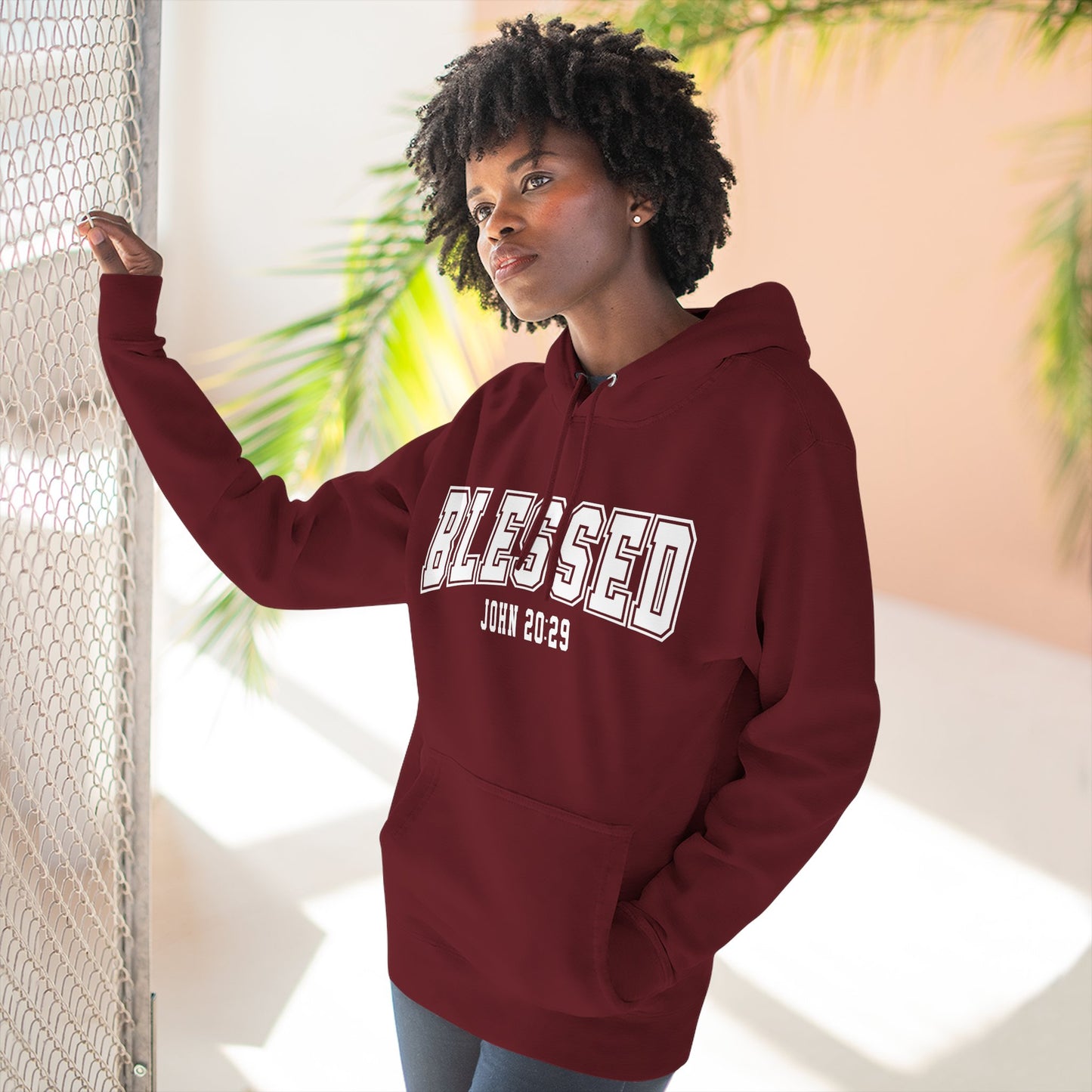 Blessed Three-Panel Hoodie - Faith-Inspired Fleece Sweatshirt