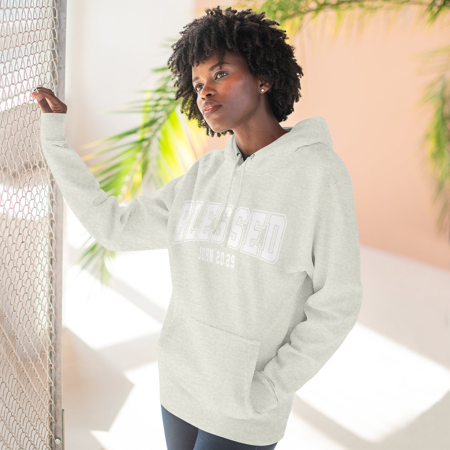 Blessed Three-Panel Hoodie - Faith-Inspired Fleece Sweatshirt