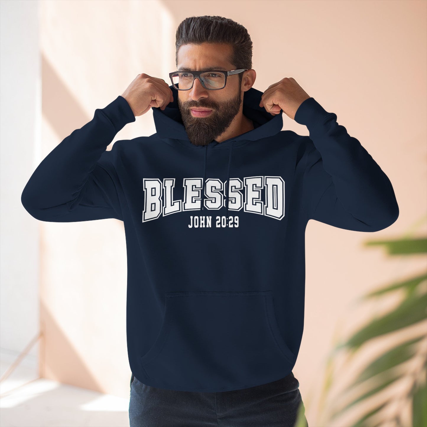 Blessed Three-Panel Hoodie - Faith-Inspired Fleece Sweatshirt