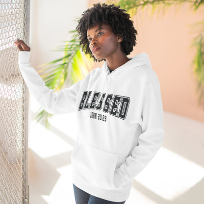 Blessed Three-Panel Hoodie - Faith-Inspired Fleece Sweatshirt