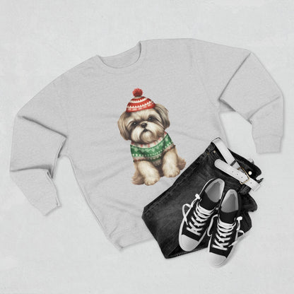 Cute Shih Tzu in Holiday Sweater Crewneck