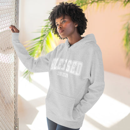 Blessed Three-Panel Hoodie - Faith-Inspired Fleece Sweatshirt