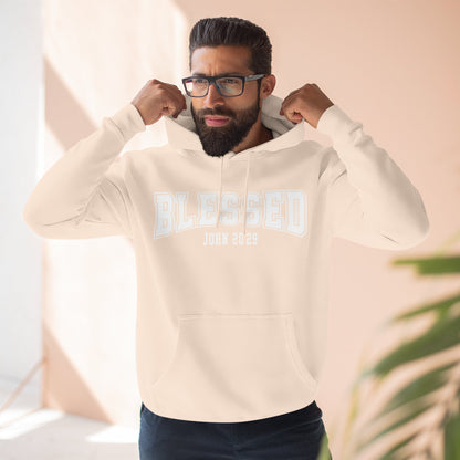 Blessed Three-Panel Hoodie - Faith-Inspired Fleece Sweatshirt