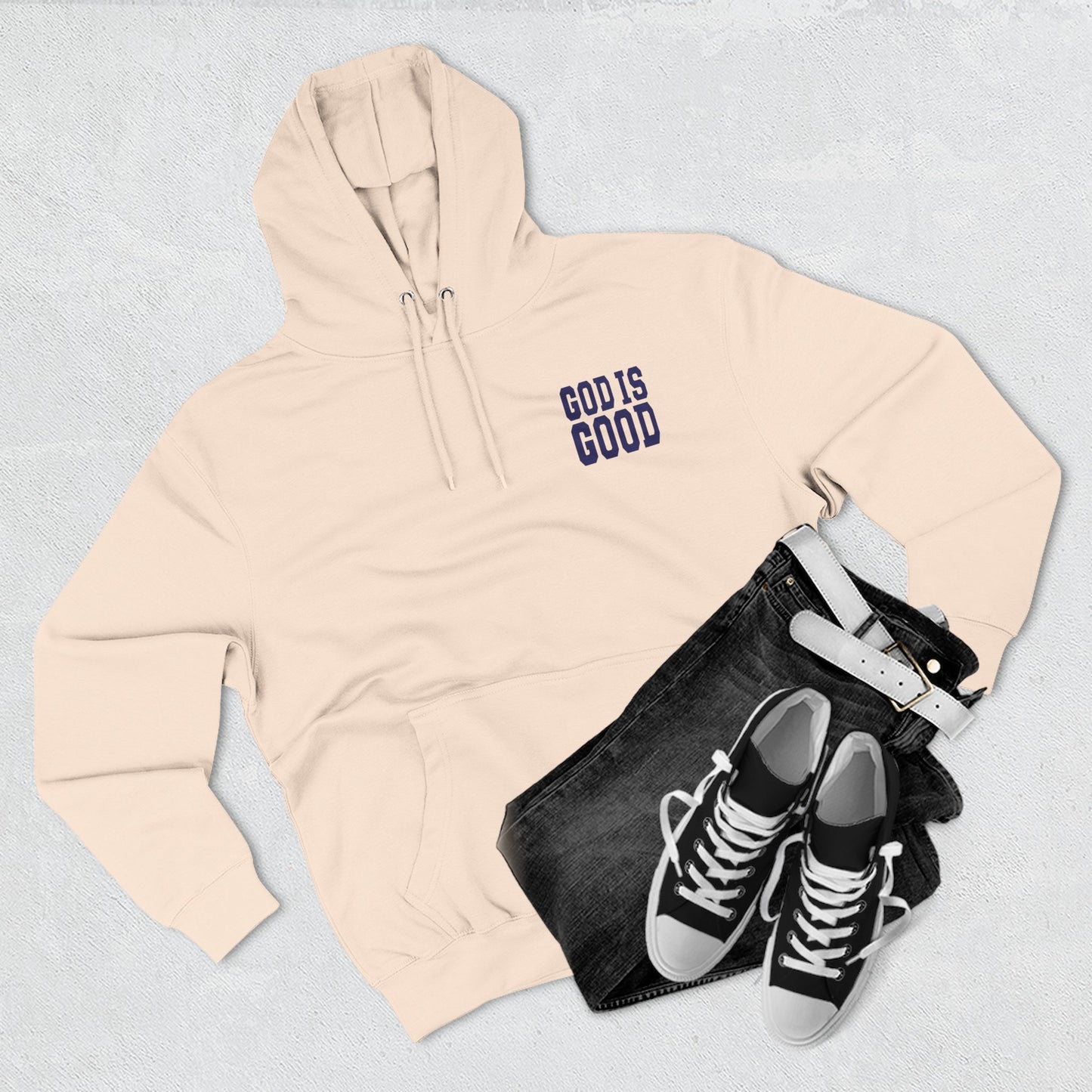 Faith Inspired Three-Panel Fleece Hoodie - "God is Good"