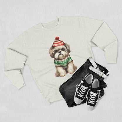 Cute Shih Tzu in Holiday Sweater Crewneck