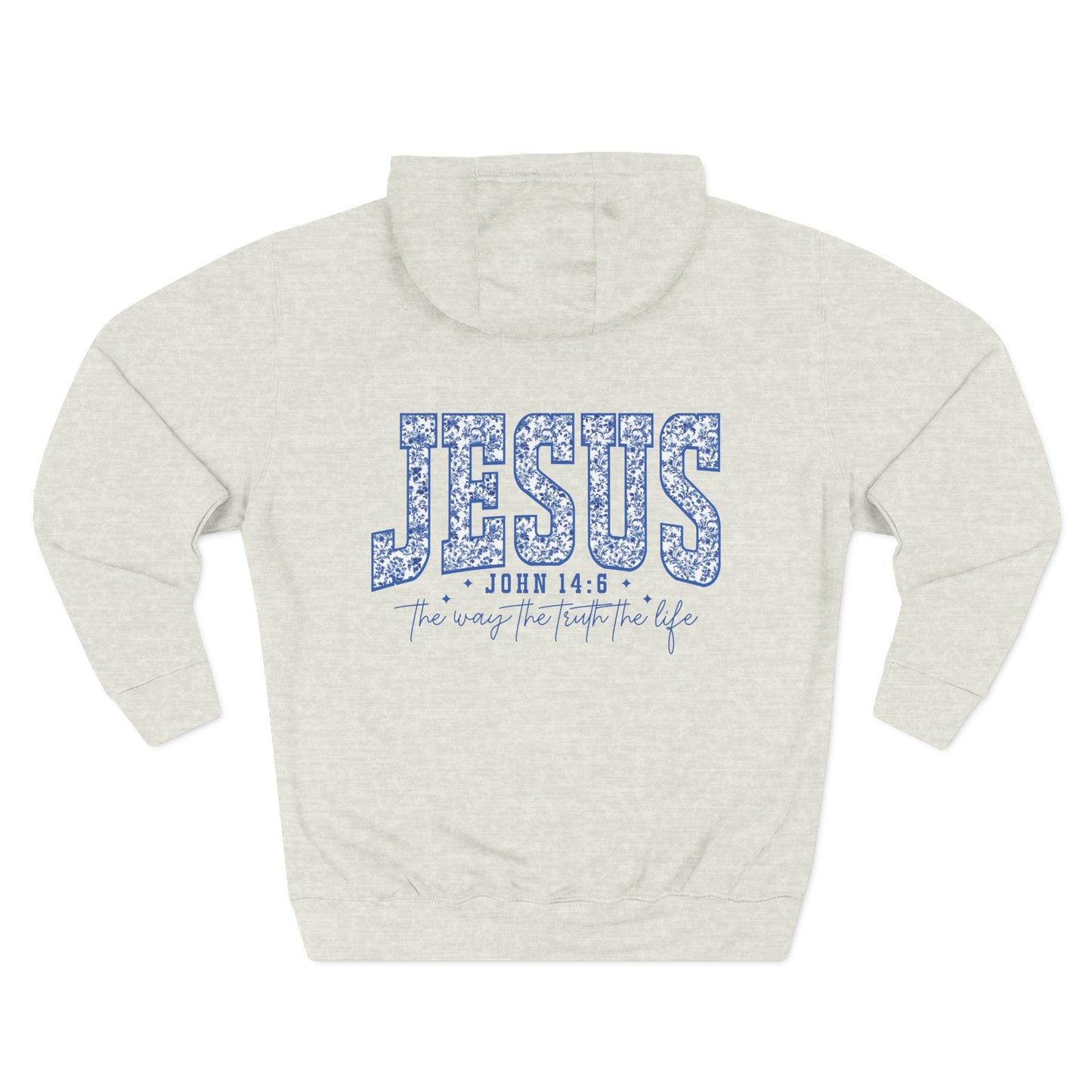 Inspirational Three-Panel Fleece Hoodie - John 14:6 Design