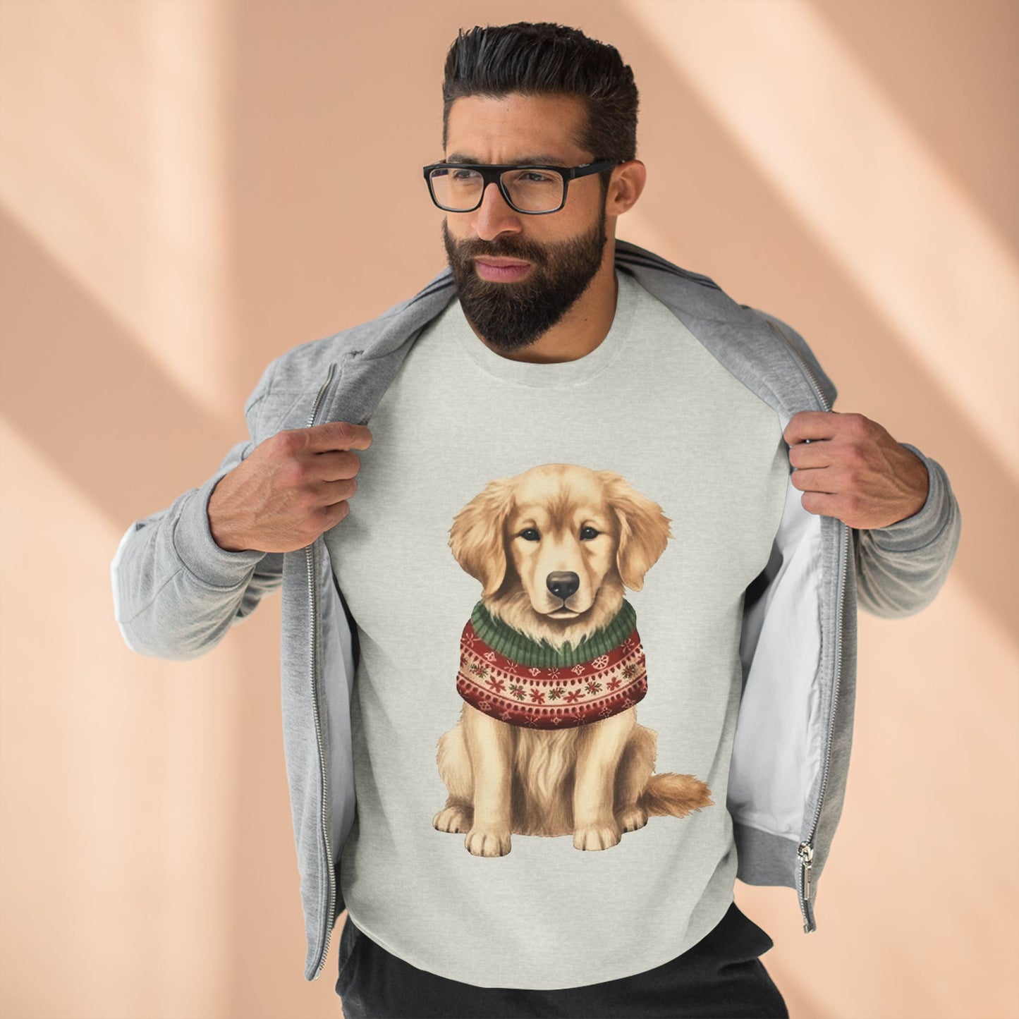 Golden Retriever Holiday Sweatshirt – Cute Dog in Festive Sweater Crewneck
