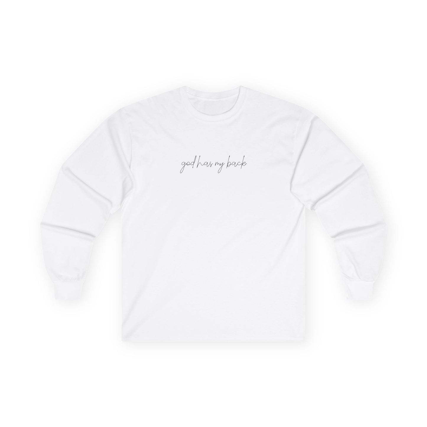Long Sleeve Tee — Minimal Script "God Is My Anchor" Inspirational Shirt