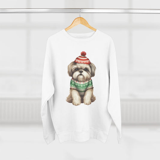 Cute Shih Tzu in Holiday Sweater Crewneck