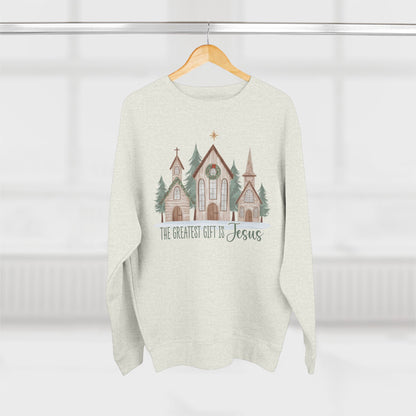 Christmas Church Sweatshirt - "The Greatest Gift is Jesus" Holiday Crewneck
