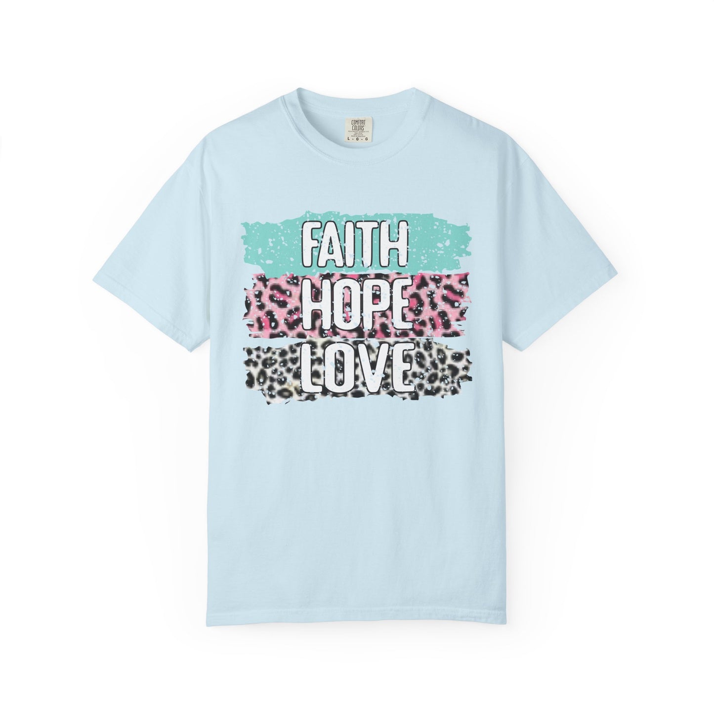 Faith Hope Love T-Shirt — Pastel Leopard Graphic Tee