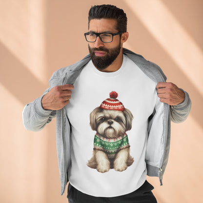 Cute Shih Tzu in Holiday Sweater Crewneck