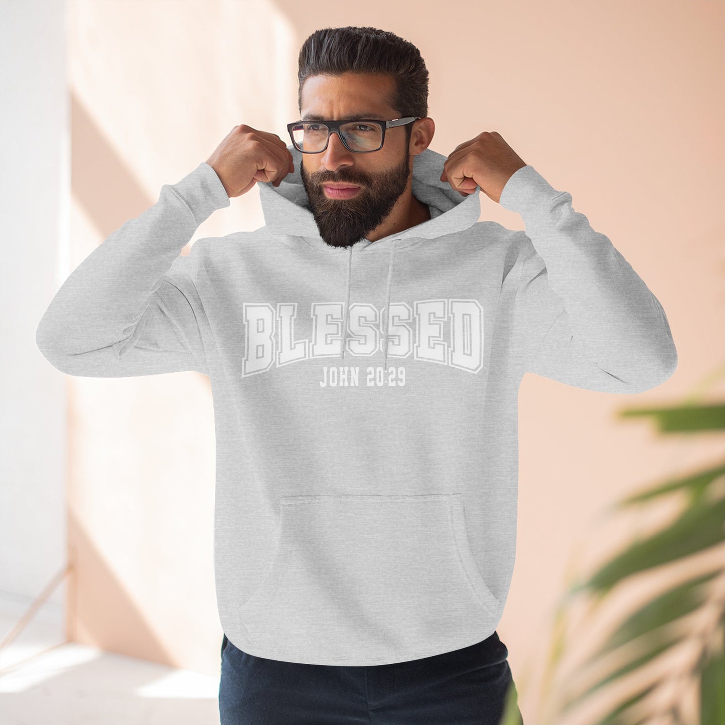 Blessed Three-Panel Hoodie - Faith-Inspired Fleece Sweatshirt