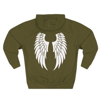 Protected Angel Wings Hoodie — 'PROTECTED' Front Text & White Wing Back Graphic