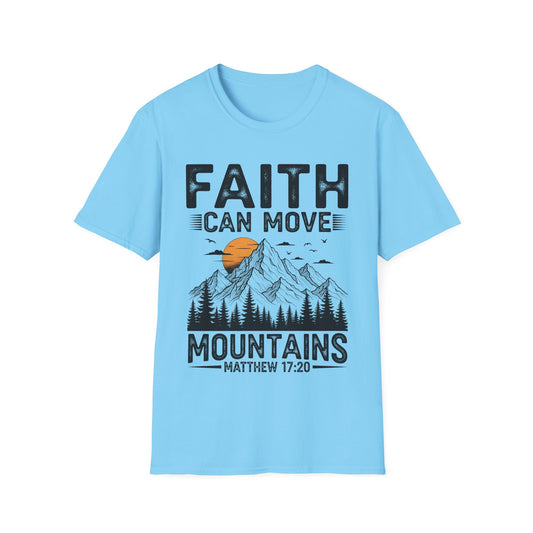 Faith Can Move Mountains T-Shirt — Matthew 17:20 Christian Mountain Graphic Tee