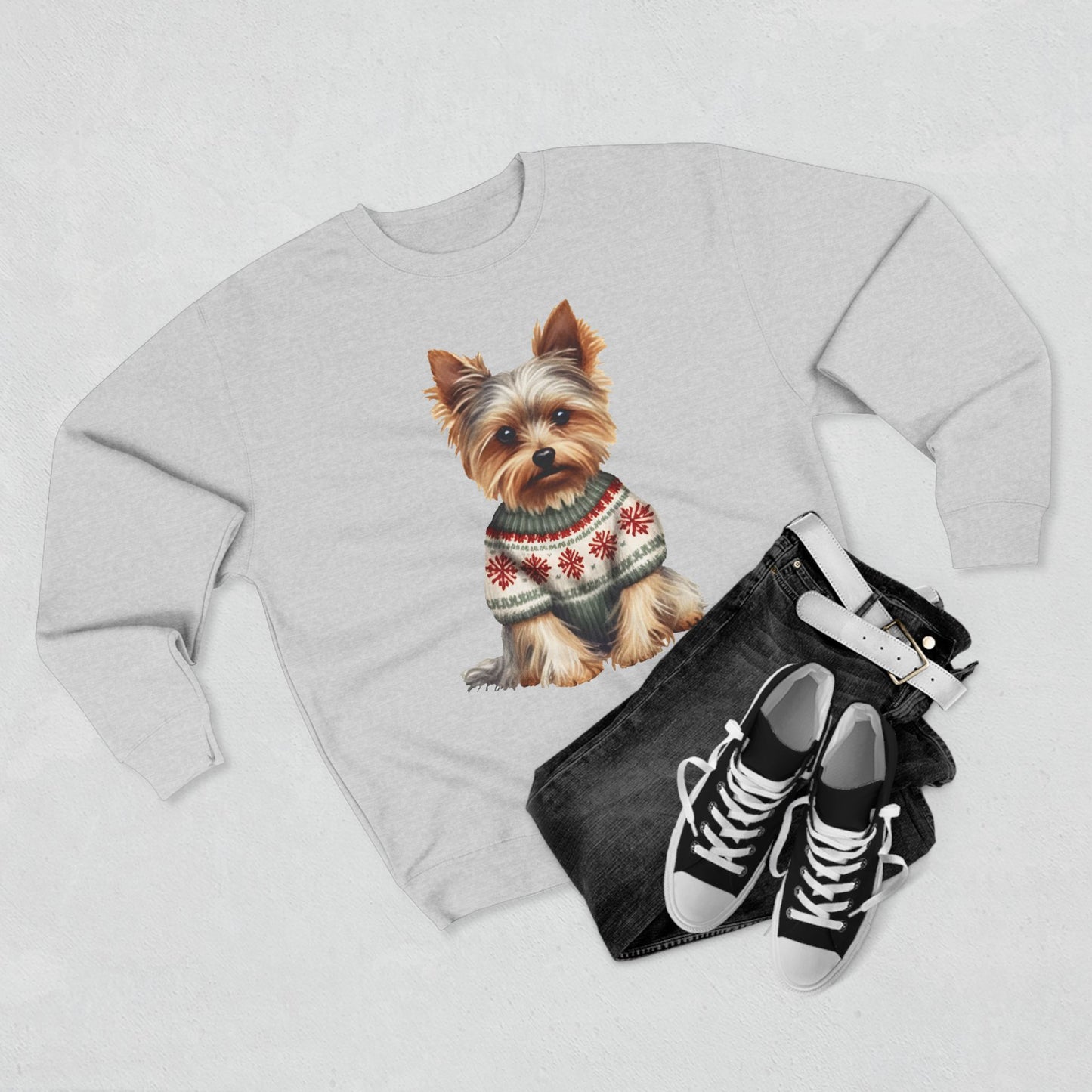 Winston - Yorkshire Terrier in Fair Isle Sweater Crewneck