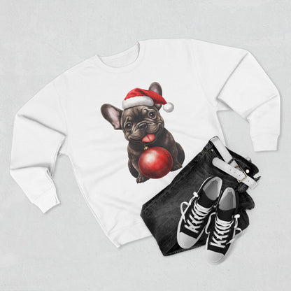 Chloe! Christmas French Bulldog Sweatshirt — Cute Pup with Santa Hat & Ornament