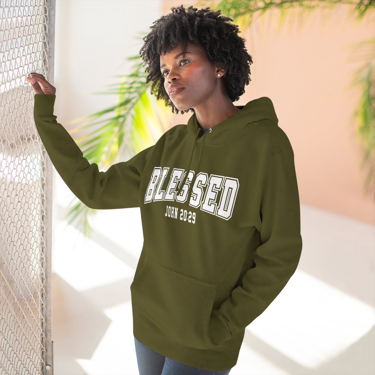 Blessed Three-Panel Hoodie - Faith-Inspired Fleece Sweatshirt