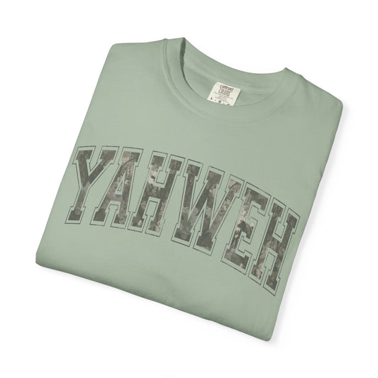 Yahweh Camo Unisex Garment-Dyed T-Shirt - Faith-Inspired Casual Wear