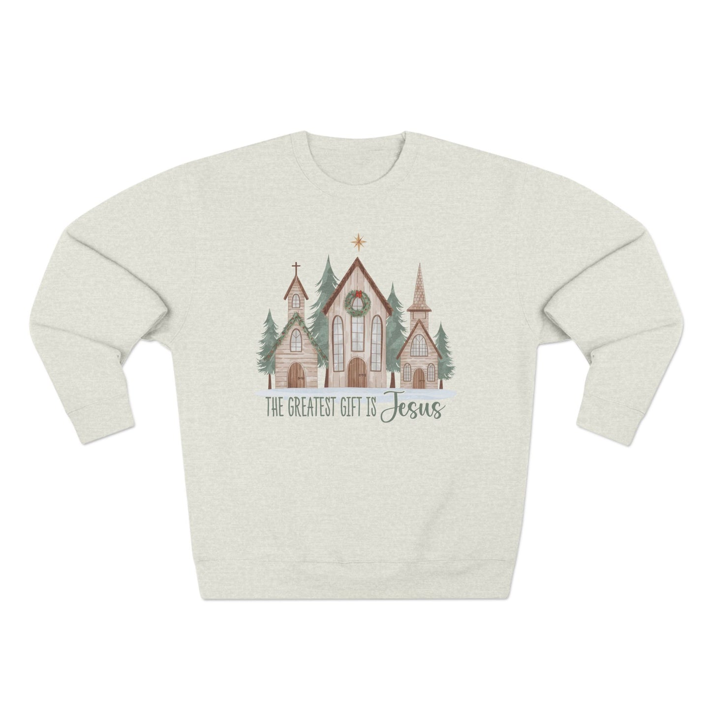 Christmas Church Sweatshirt - "The Greatest Gift is Jesus" Holiday Crewneck