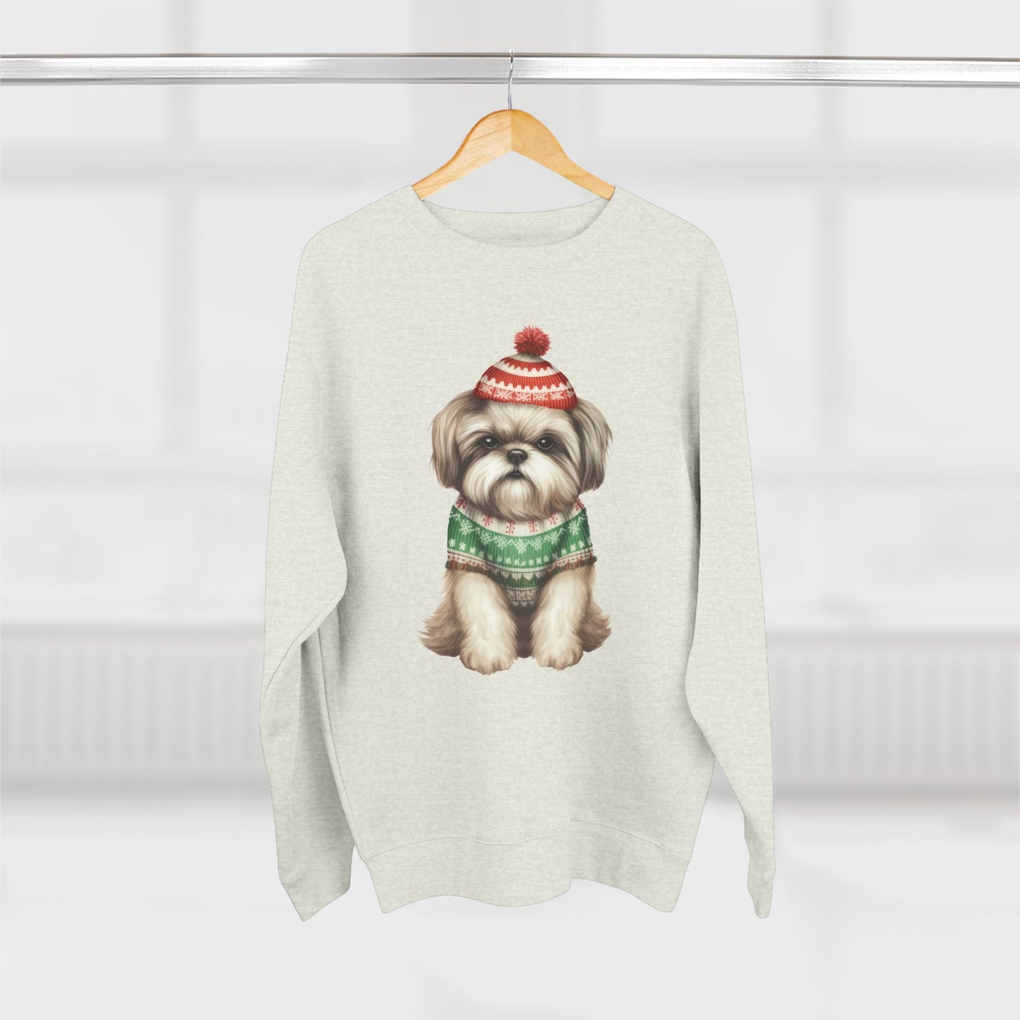 Cute Shih Tzu in Holiday Sweater Crewneck