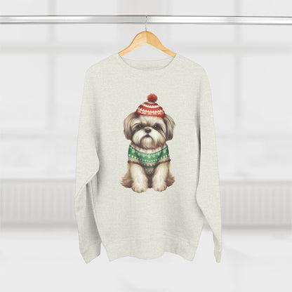 Cute Shih Tzu in Holiday Sweater Crewneck