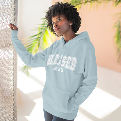 Blessed Three-Panel Hoodie - Faith-Inspired Fleece Sweatshirt