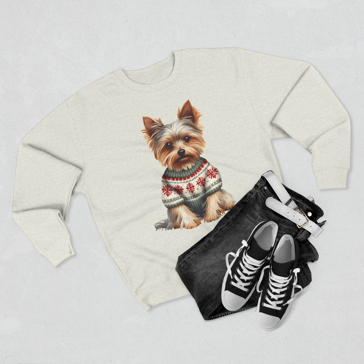 Winston - Yorkshire Terrier in Fair Isle Sweater Crewneck