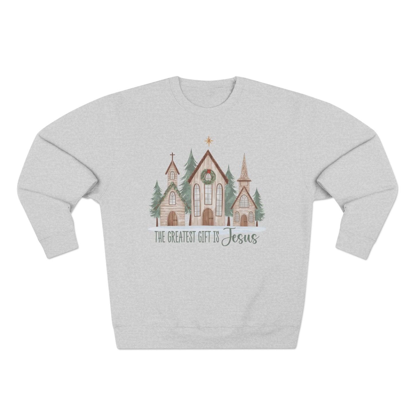 Christmas Church Sweatshirt - "The Greatest Gift is Jesus" Holiday Crewneck