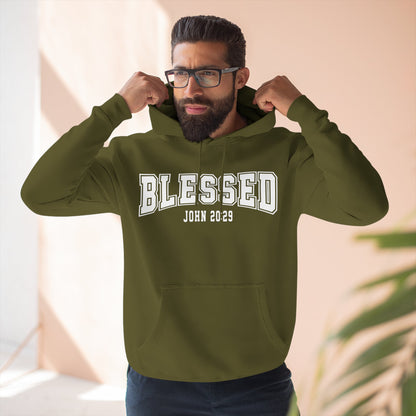 Blessed Three-Panel Hoodie - Faith-Inspired Fleece Sweatshirt