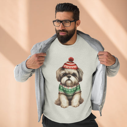 Cute Shih Tzu in Holiday Sweater Crewneck