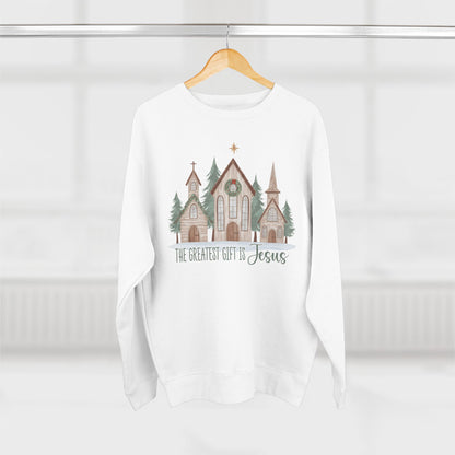 Christmas Church Sweatshirt - "The Greatest Gift is Jesus" Holiday Crewneck