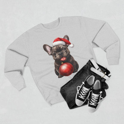 Chloe! Christmas French Bulldog Sweatshirt — Cute Pup with Santa Hat & Ornament