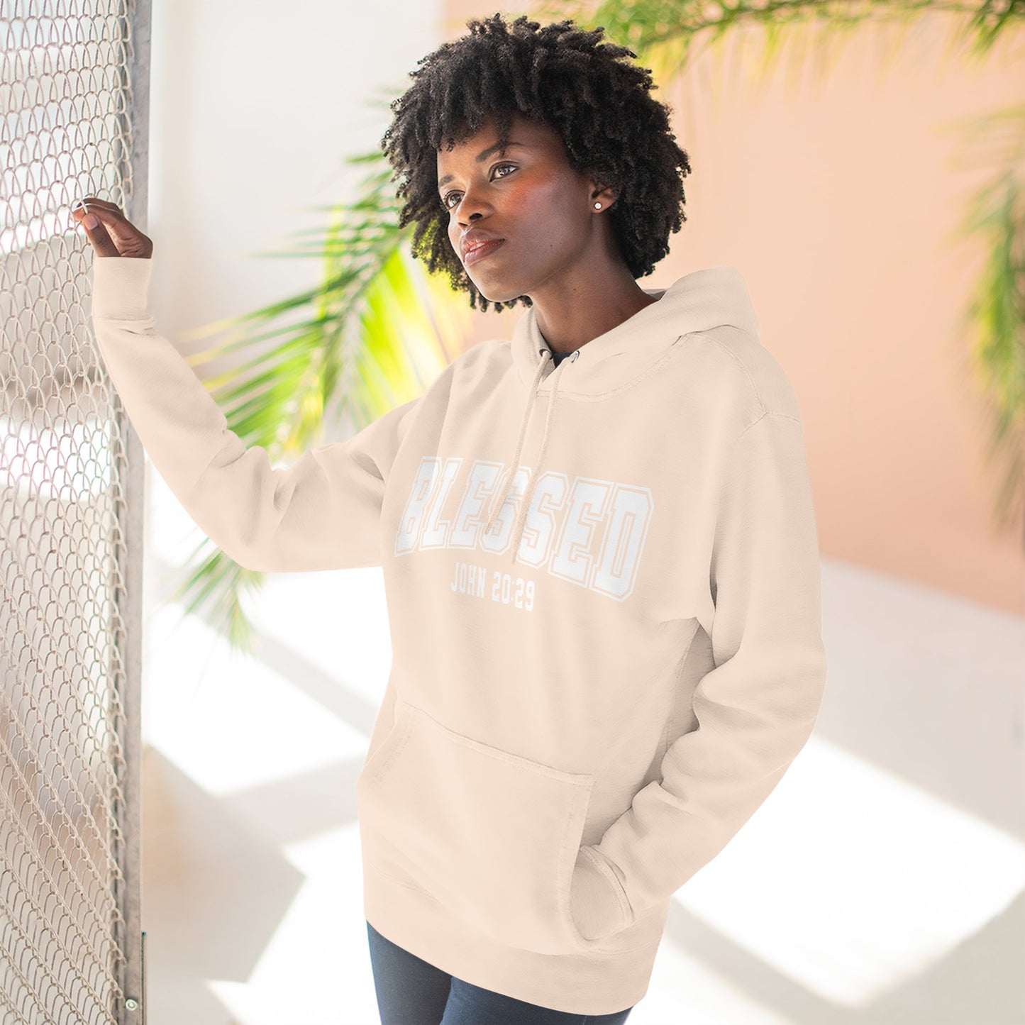 Blessed Three-Panel Hoodie - Faith-Inspired Fleece Sweatshirt