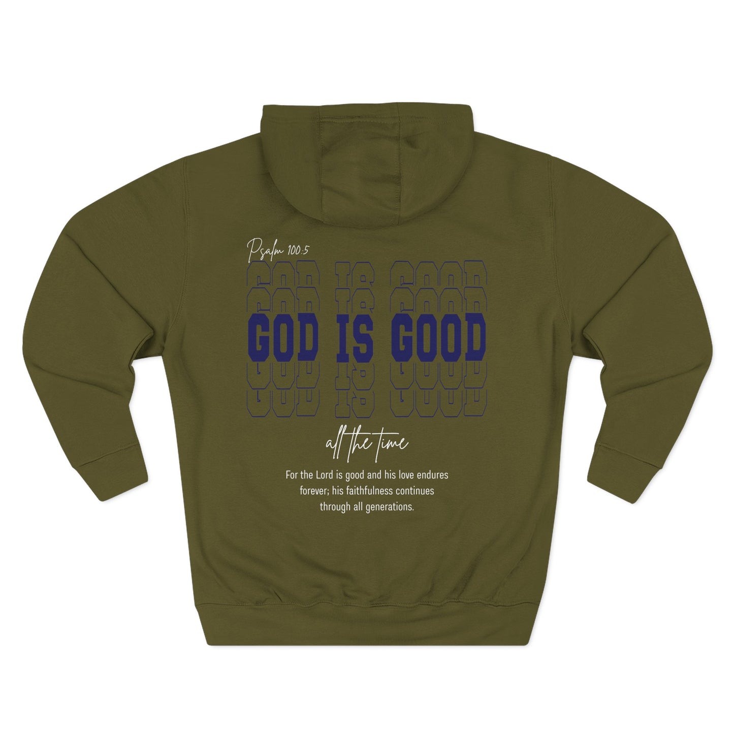 Faith Inspired Three-Panel Fleece Hoodie - "God is Good"