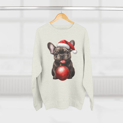 Chloe! Christmas French Bulldog Sweatshirt — Cute Pup with Santa Hat & Ornament