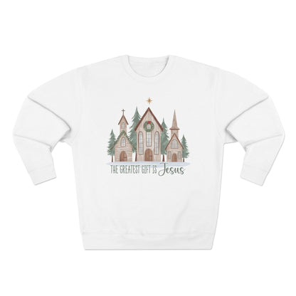 Christmas Church Sweatshirt - "The Greatest Gift is Jesus" Holiday Crewneck