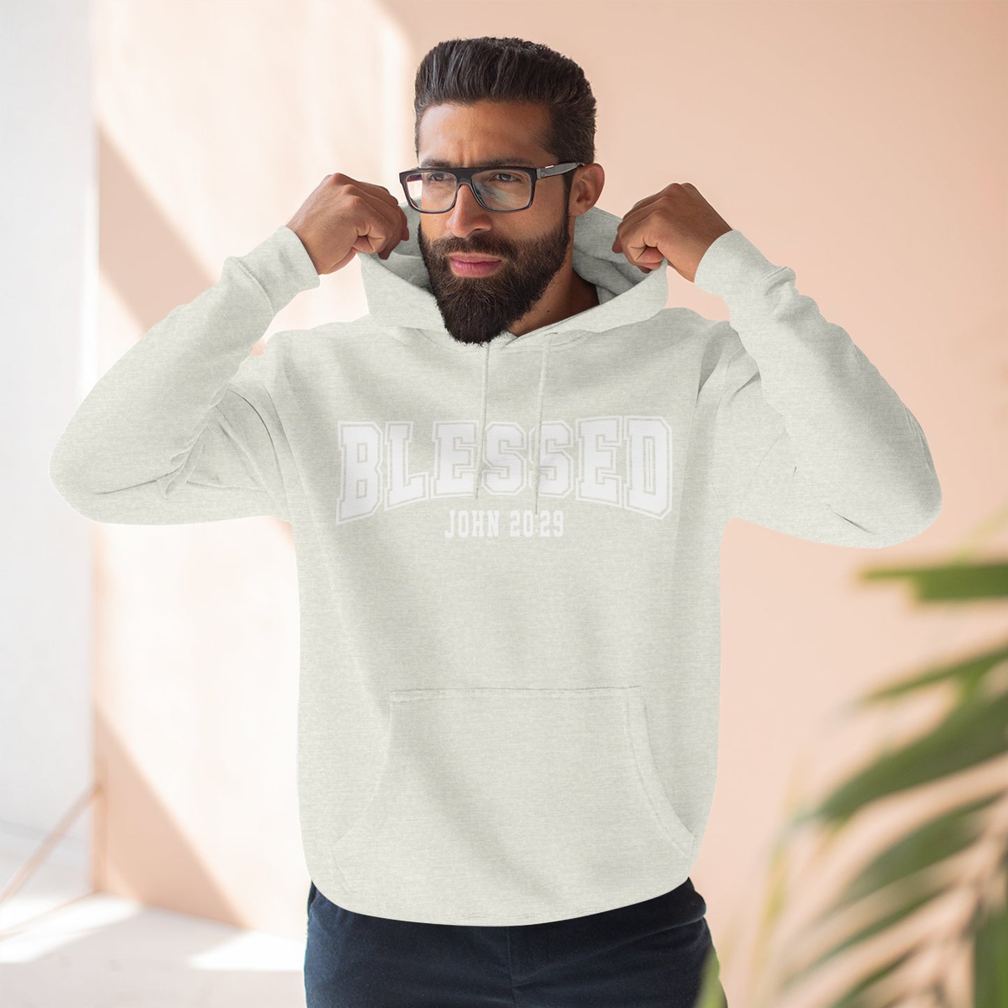 Blessed Three-Panel Hoodie - Faith-Inspired Fleece Sweatshirt