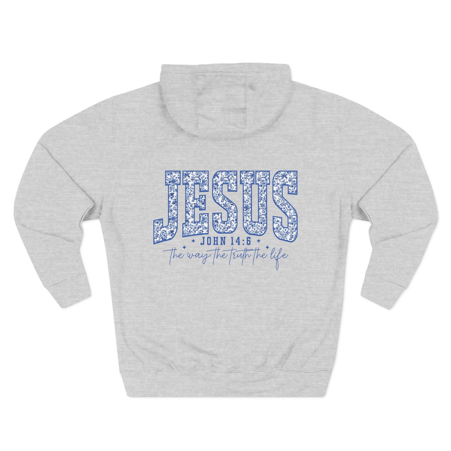 Inspirational Three-Panel Fleece Hoodie - John 14:6 Design
