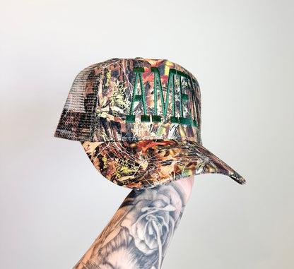 Camo Embroidered 'AMEN.' - David and Young Trucker Hat