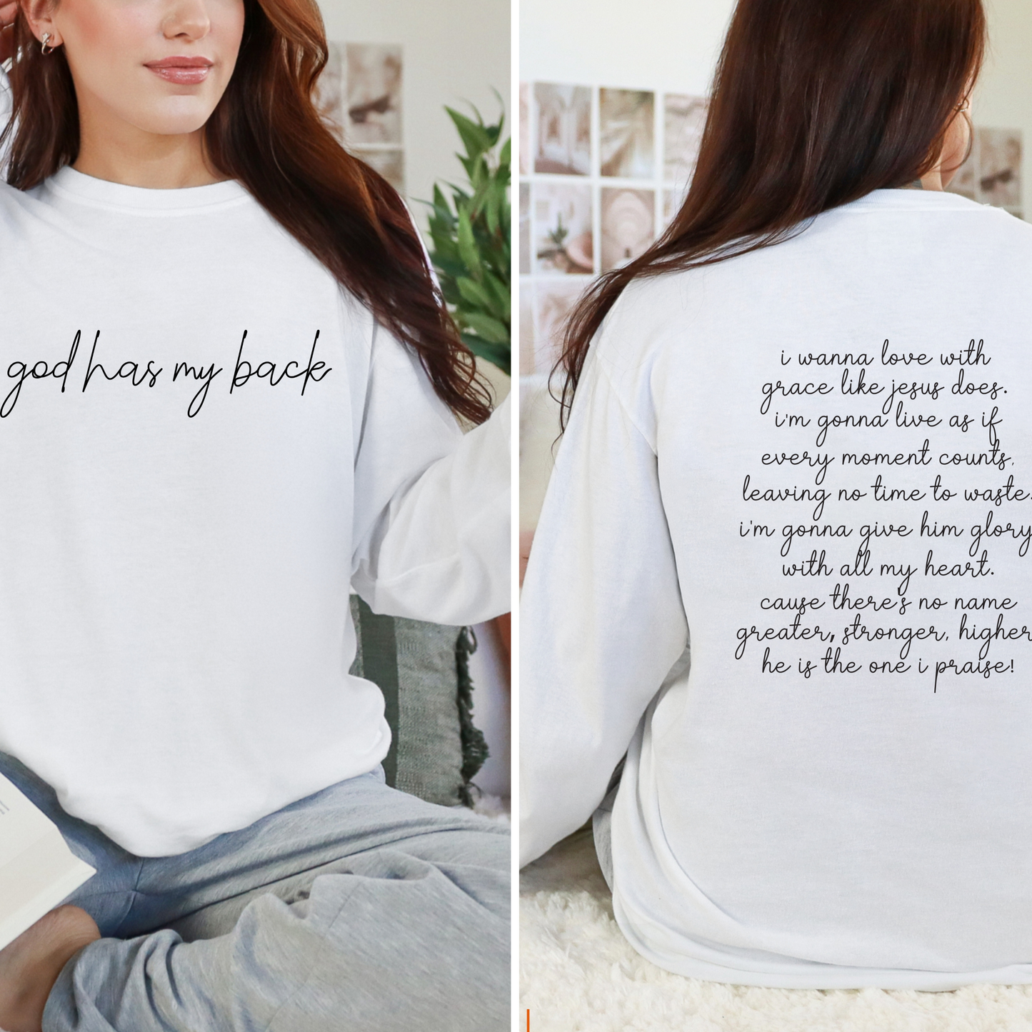 Long Sleeve Tee — Minimal Script "God Is My Anchor" Inspirational Shirt