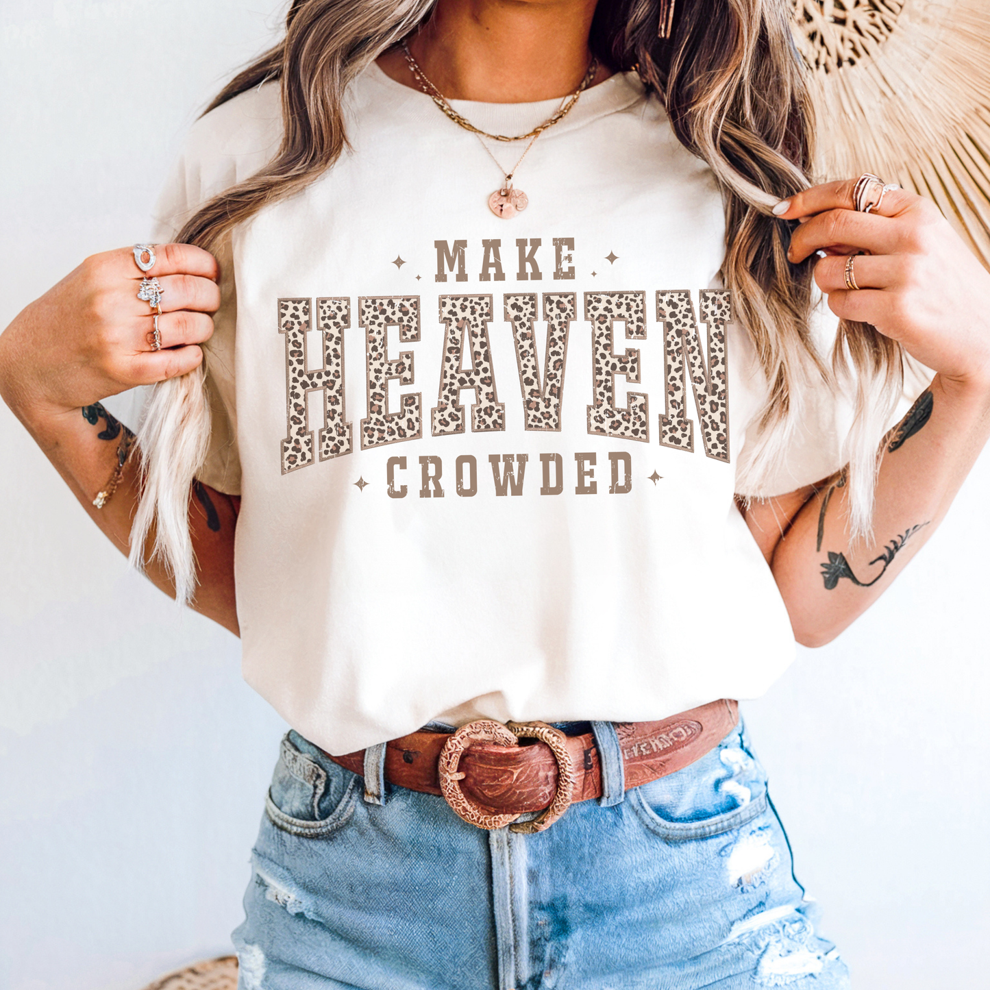 Make Heaven Crowded - Leopard Print Graphic T-Shirt