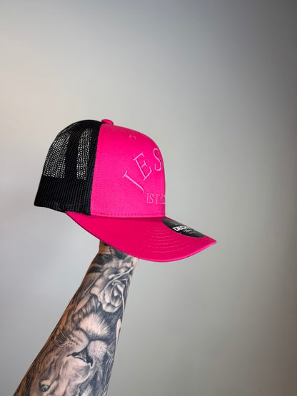 DECKY Trucker Hat - "JESUS IS KING" | Christian Apparel & Faith-Based Embroidered Hat