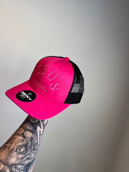 DECKY Trucker Hat - "JESUS IS KING" | Christian Apparel & Faith-Based Embroidered Hat
