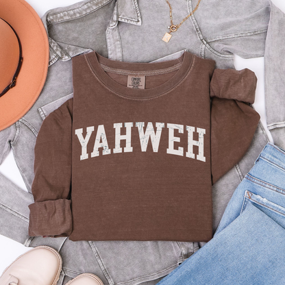 Yahweh Long Sleeve Shirt, Spiritual Apparel, Faith Fashion, Cozy Gift, Casual Wear, Everyday Comfort, Religious Tee