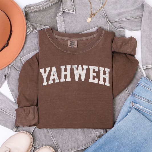 Yahweh Long Sleeve Shirt, Spiritual Apparel, Faith Fashion, Cozy Gift, Casual Wear, Everyday Comfort, Religious Tee