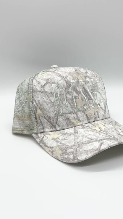 Snapback Light Camo Hat with Light Green Embroidered Blessed Video